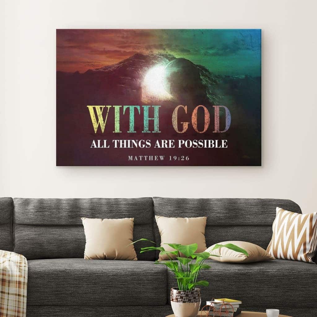 Christian Canvas Wall Art With God All Things Are Possible Matthew 19:26 Christian Canvas Wall Art With God All Things Are Possible Matthew 19:26