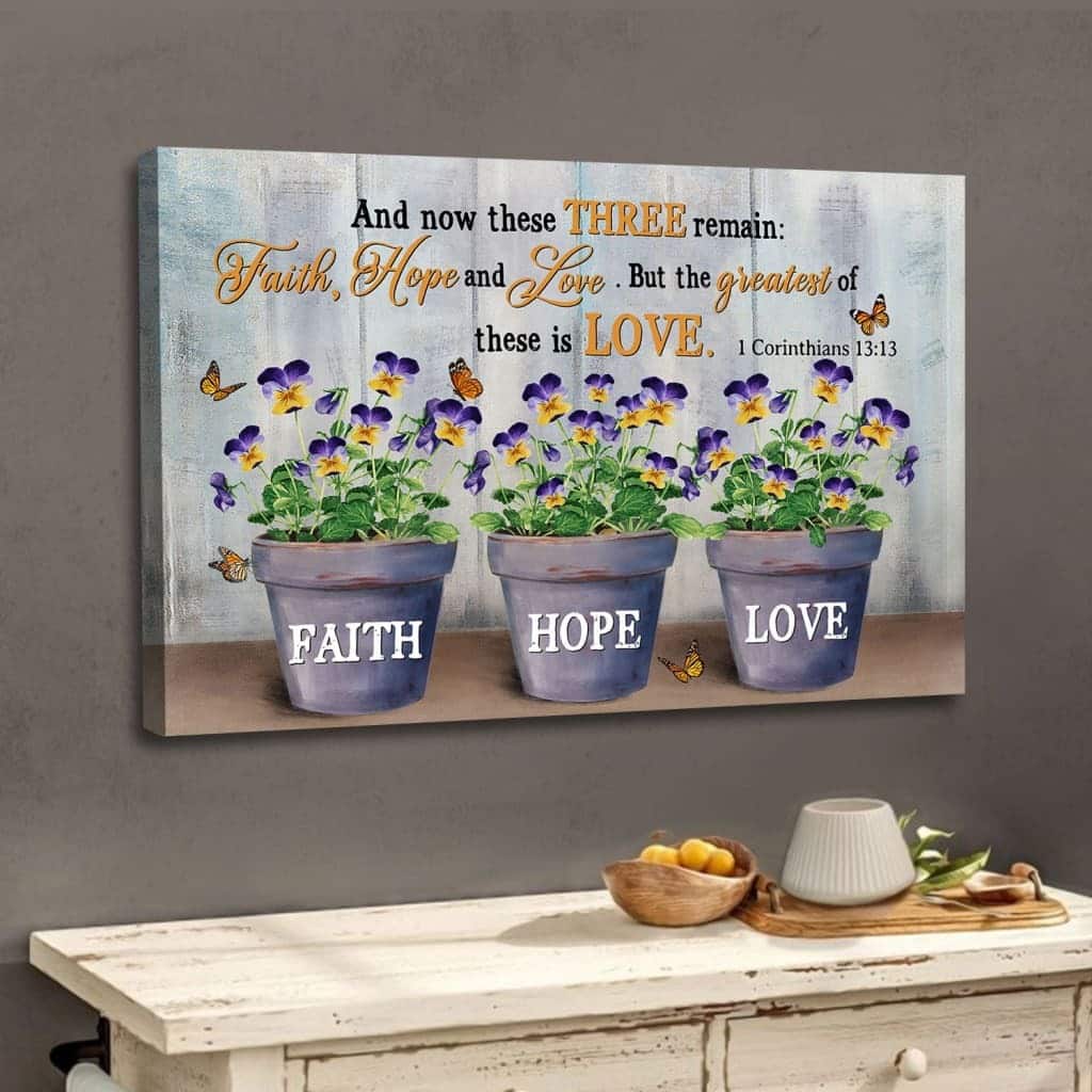 Christian Canvas Wall Art Faith Hope Love But The Greatest Of These Is Love