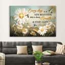 Christian Canvas Wall Art Daisy Flower Every Day Is A New Beginning Christian Canvas Wall Art Daisy Flower Every Day Is A New Beginning