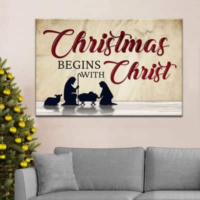 Christian Canvas Wall Art Christmas Begins With Christ