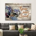 Christian Canvas Wall Art Amazing Grace How Sweet The Sound Daisy Butterfly