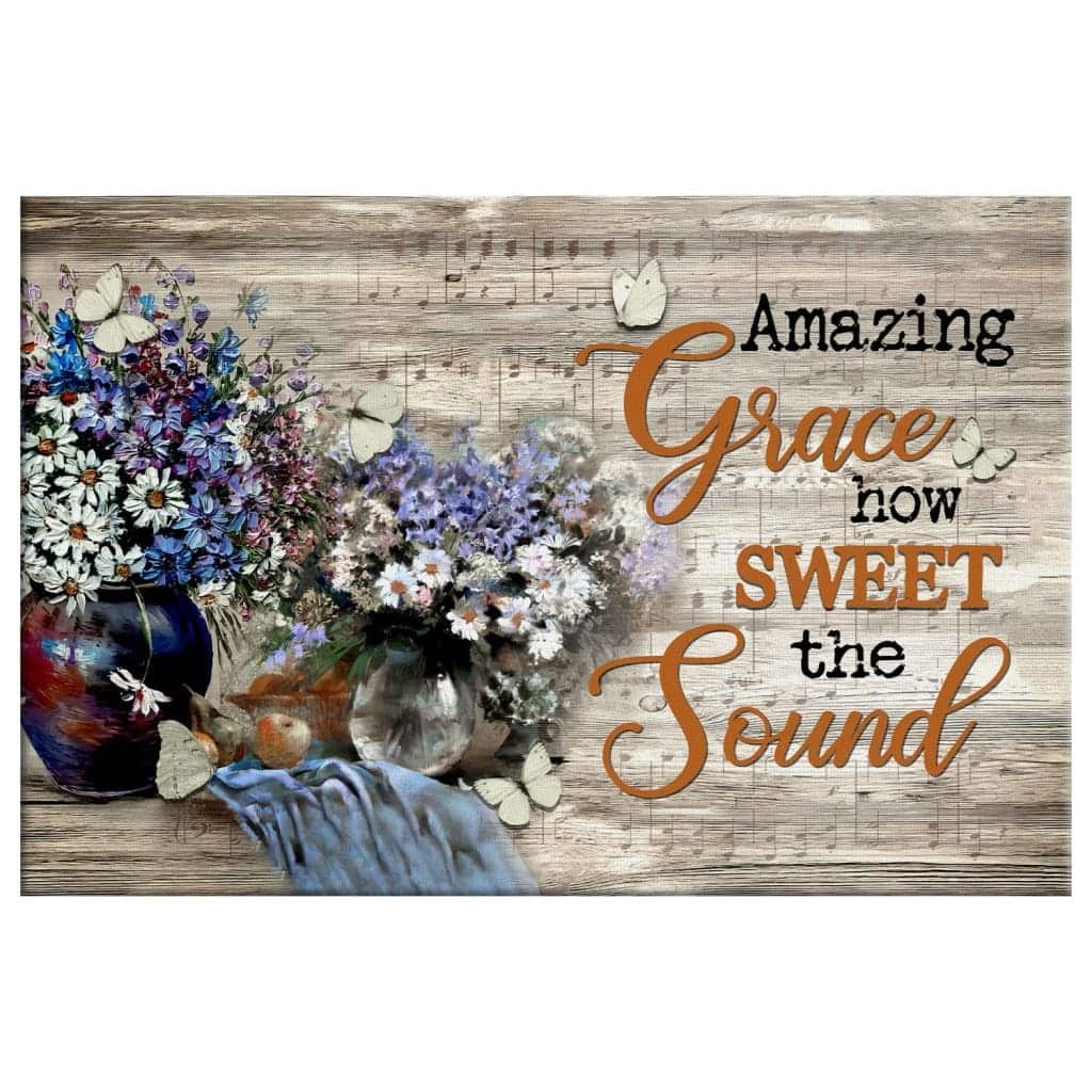 Christian Canvas Wall Art Amazing Grace How Sweet The Sound Daisy Butterfly Christian Canvas Wall Art Amazing Grace How Sweet The Sound Daisy Butterfly