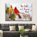 Christian Psalm 46:10 Be Still and Know That I Am God Canvas Wall Art Cardinal Bird
