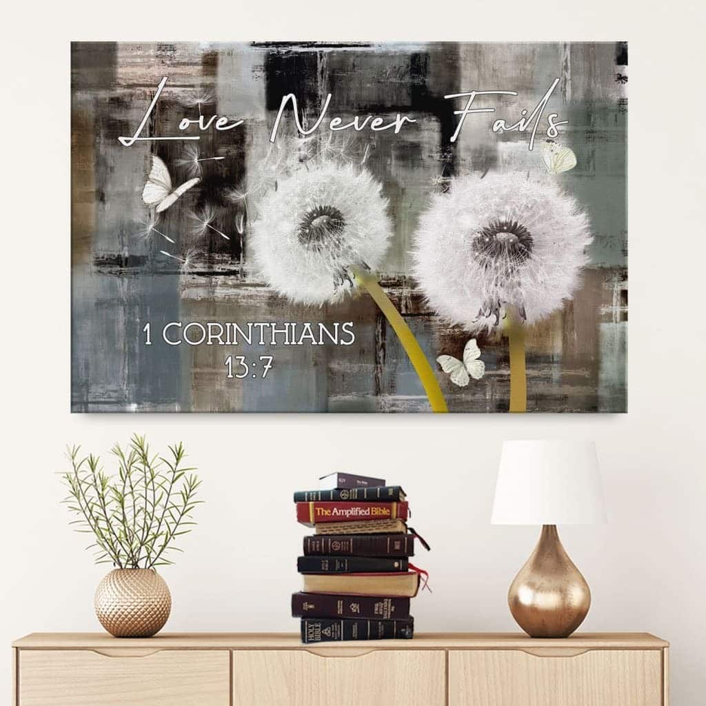 Christian Canvas Wall Art Love Never Fails 1 Corinthians 13:7 Christian Canvas Wall Art Love Never Fails 1 Corinthians 13:7