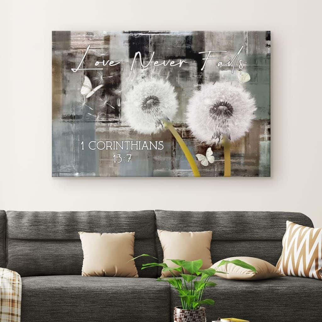Christian Canvas Wall Art Love Never Fails 1 Corinthians 13:7 Christian Canvas Wall Art Love Never Fails 1 Corinthians 13:7