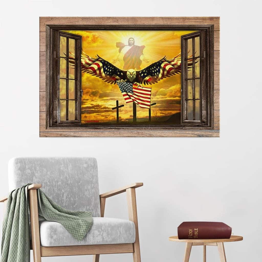 Christian Canvas Wall Art Jesus Open Arms Bald Eagle Christian Canvas Wall Art Jesus Open Arms Bald Eagle