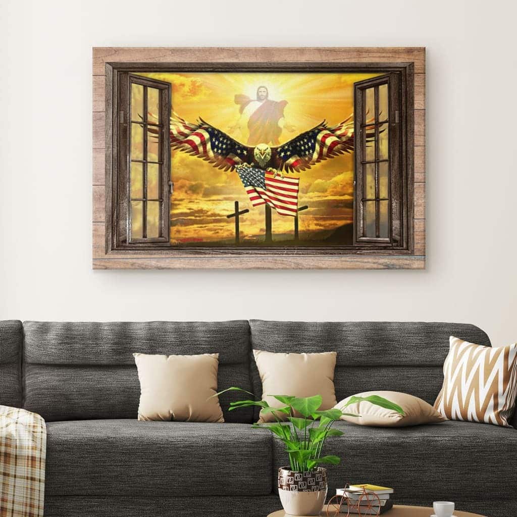 Christian Canvas Wall Art Jesus Open Arms Bald Eagle Christian Canvas Wall Art Jesus Open Arms Bald Eagle