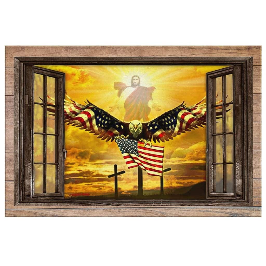 Christian Canvas Wall Art Jesus Open Arms Bald Eagle Christian Canvas Wall Art Jesus Open Arms Bald Eagle