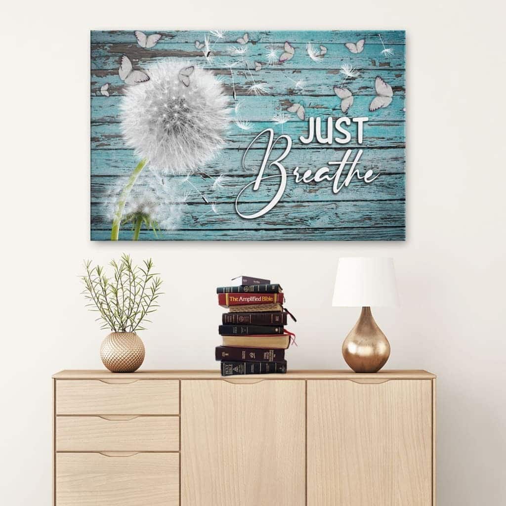 Christian Just Breathe Canvas Wall Art Dandelion Butterfly Christian Just Breathe Canvas Wall Art Dandelion Butterfly