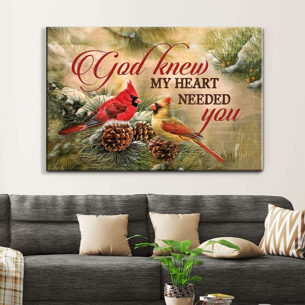 Christian Canvas Wall Art God Knew My Heart Needed You Cardinal Bird Christian Canvas Wall Art God Knew My Heart Needed You Cardinal Bird