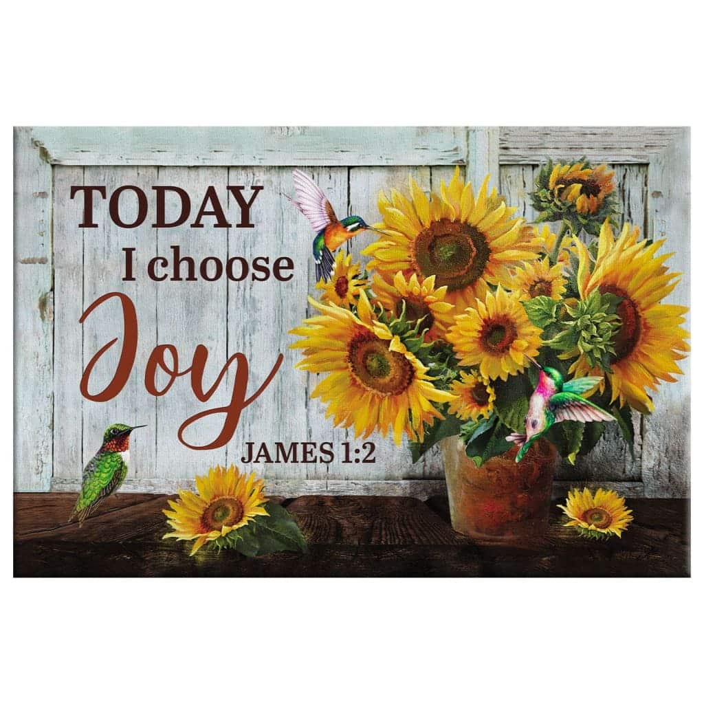 Christian James 1:2 Today I Choose Joy Canvas Wall Art Religious Sunflower Christian James 1:2 Today I Choose Joy Canvas Wall Art Religious Sunflower
