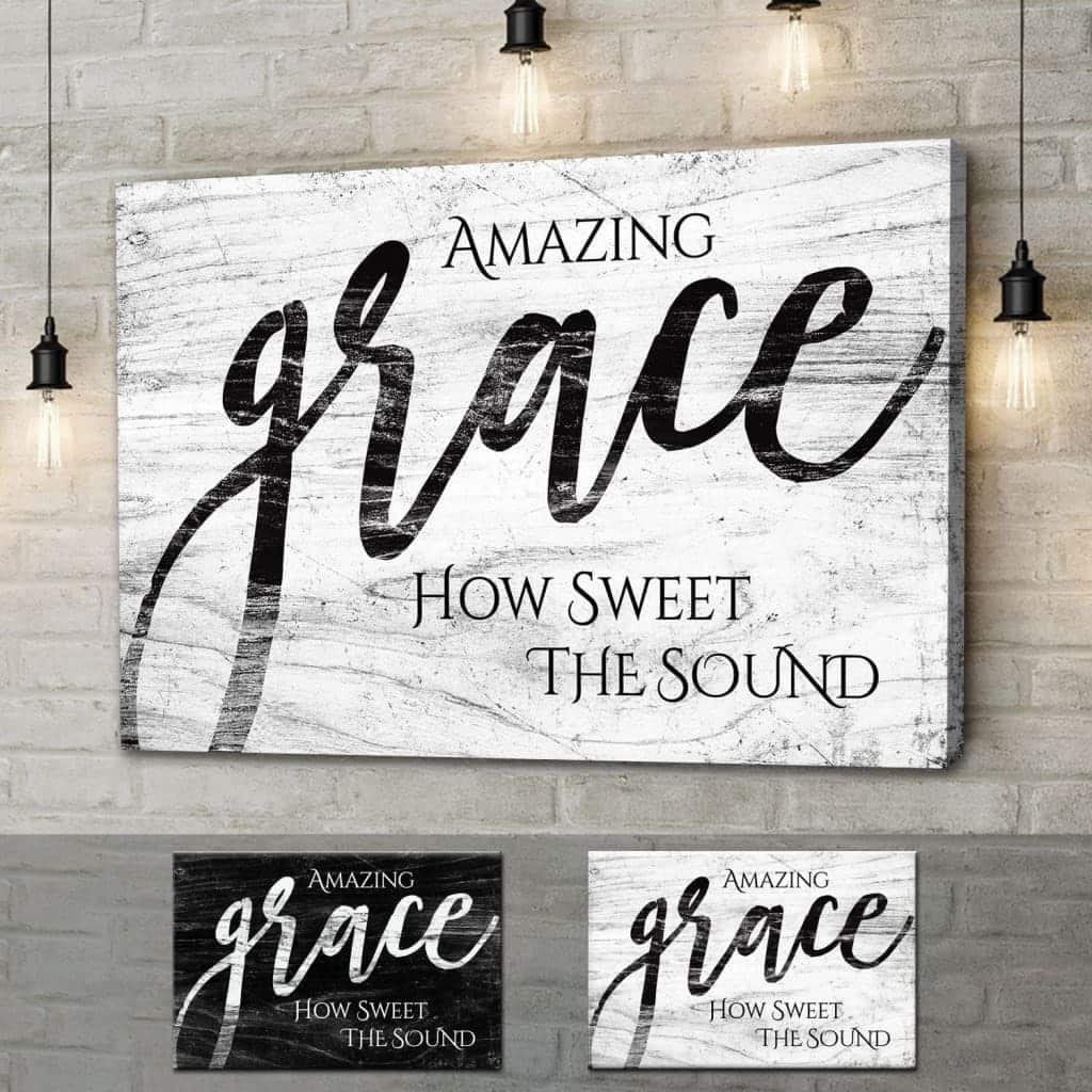 Christian Canvas Wall Art Amazing Grace Farmhouse Style Christian Canvas Wall Art Amazing Grace Farmhouse Style