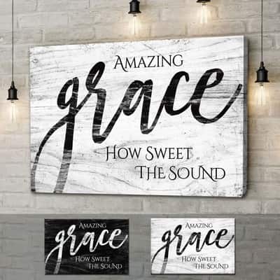 Christian Canvas Wall Art Amazing Grace Farmhouse Style