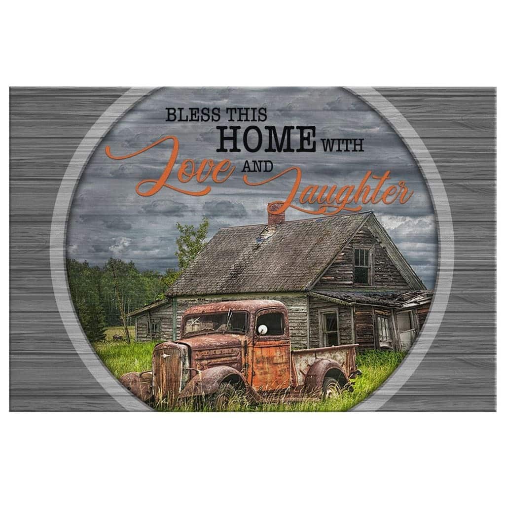 Christian Canvas Wall Art Bless This Home With Love And Laughter Farmhouse Christian Canvas Wall Art Bless This Home With Love And Laughter Farmhouse