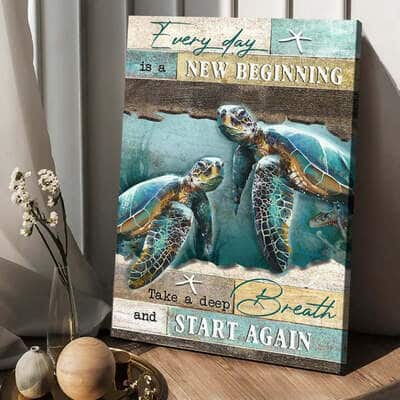 Christian Turtle Deep Ocean Every Day Is A New Beginning Canvas Print