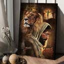 Christian Canvas Print Lion Pray With Jesus Jesus On The Cross