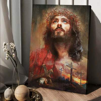 Christian Jesus Canvas Print Crown Of Thorn Cross Symbol