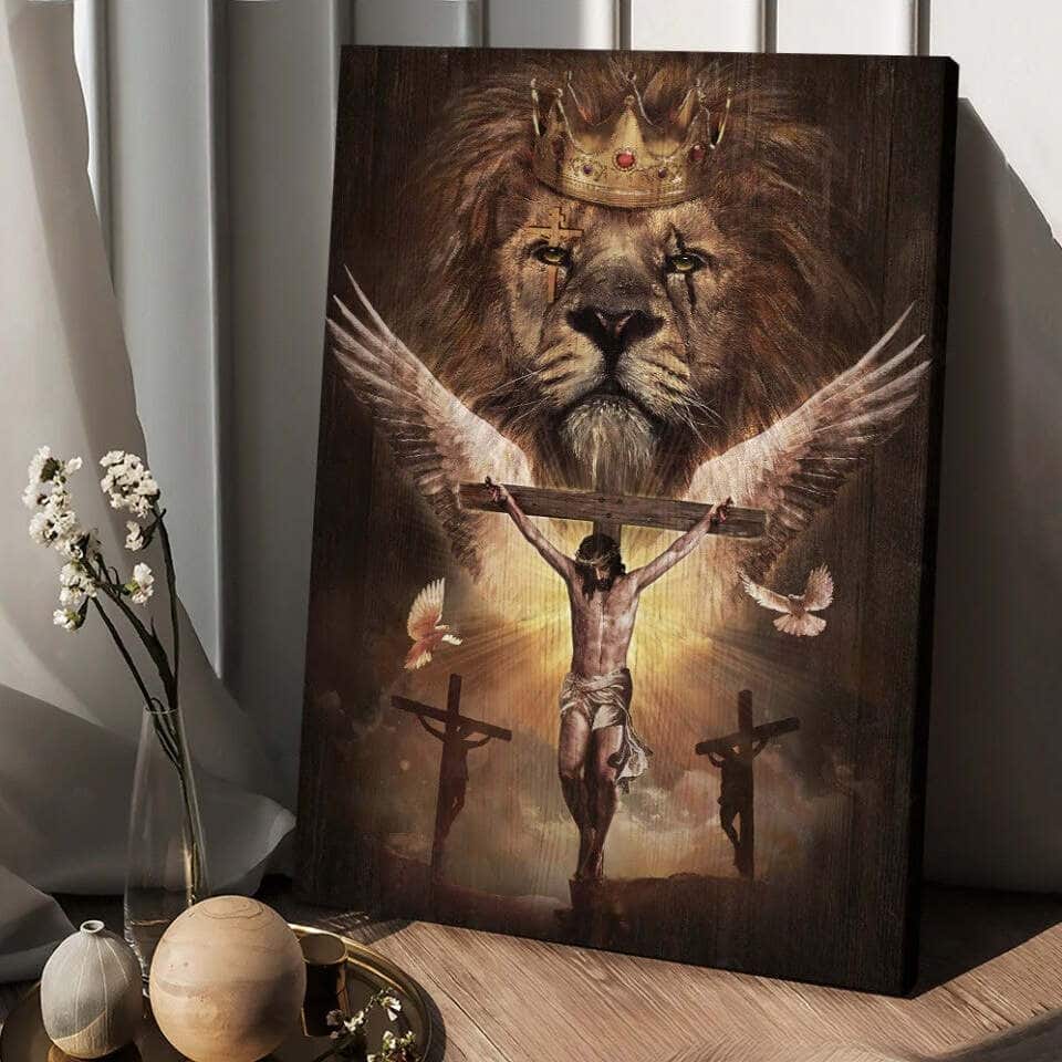 Christian Canvas Print Lion Jesus On Cross Christian Canvas Print Lion Jesus On Cross