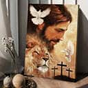 Christian Canvas Print Lion Drawing Dove