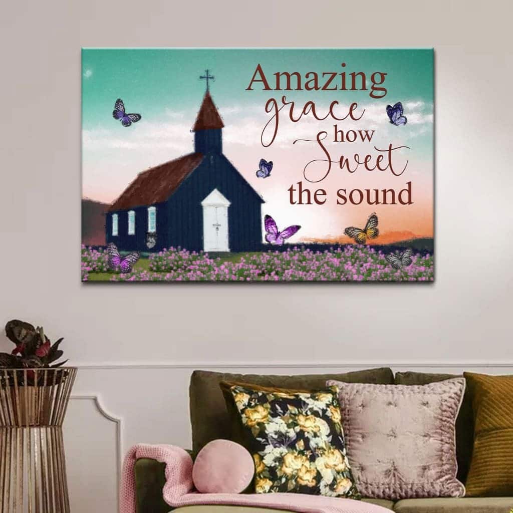 Christian Canvas Wall Art Old Country Church Amazing Grace How Sweet The Sound Christian Canvas Wall Art Old Country Church Amazing Grace How Sweet The Sound