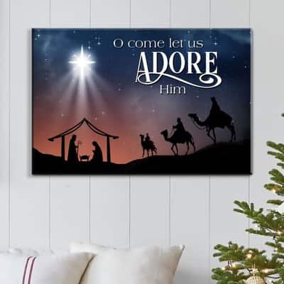 Christian Canvas Wall Art O Come Let Us Adore Him