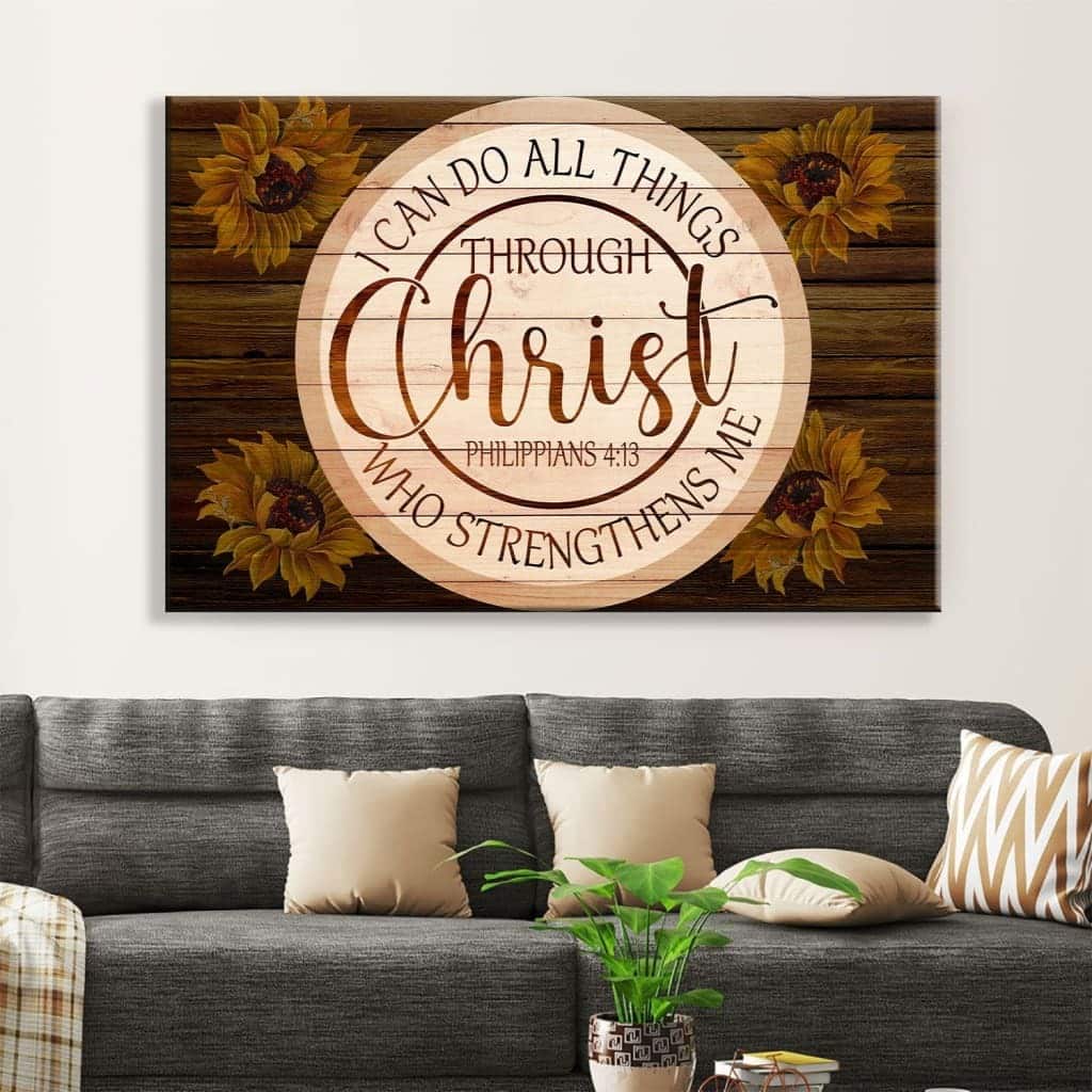 Sunflower Philippians 4:13 I Can Do All Things Through Christ Christian Canvas Wall Art Sunflower Philippians 4:13 I Can Do All Things Through Christ Christian Canvas Wall Art