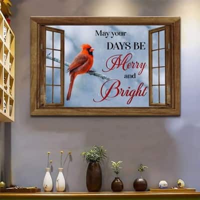 Christmas Christian Canvas Wall Art May Your Days Be Merry And Bright Cardinal Bird