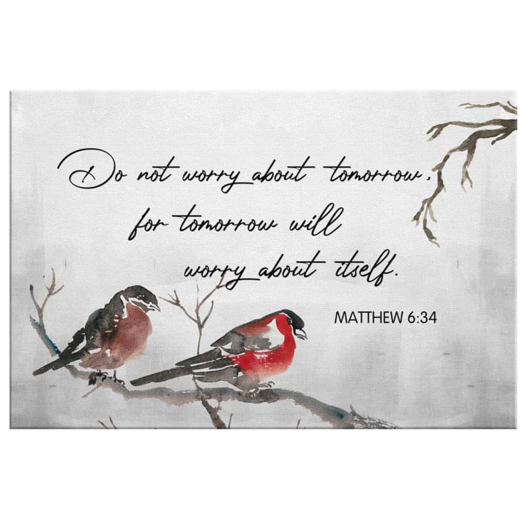 Christian Canvas Wall Art Do Not Worry About Tomorrow Matthew 6:34 Christian Canvas Wall Art Do Not Worry About Tomorrow Matthew 6:34