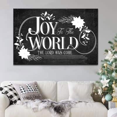 Christmas Christian Canvas Wall Art Joy To The World The Lord Has Come