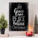 Joy Love Hope Peace Believe Christmas Christian Canvas Wall Art