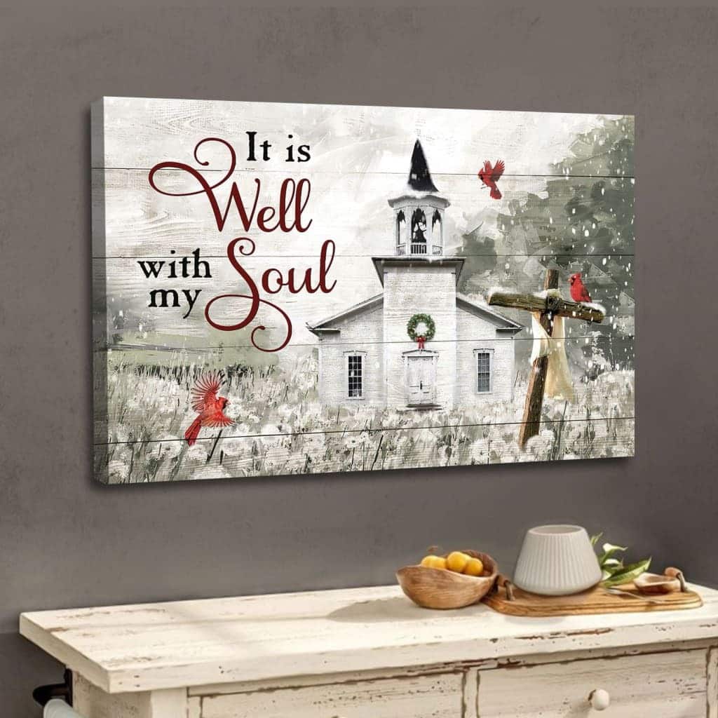 Christian Canvas Wall Art It Is Well With My Soul Country Church