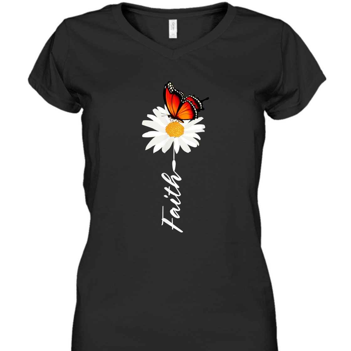 Faith With Butterfly And Daisy Flower T-Shirt Perfect Gift For Believers