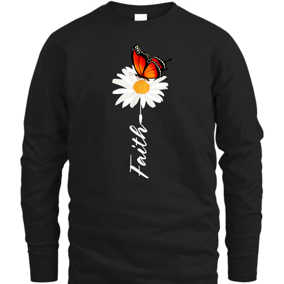 Faith With Butterfly And Daisy Flower T-Shirt Perfect Gift For Believers