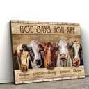 Christian God Says You Are Canvas Wall Art Cow