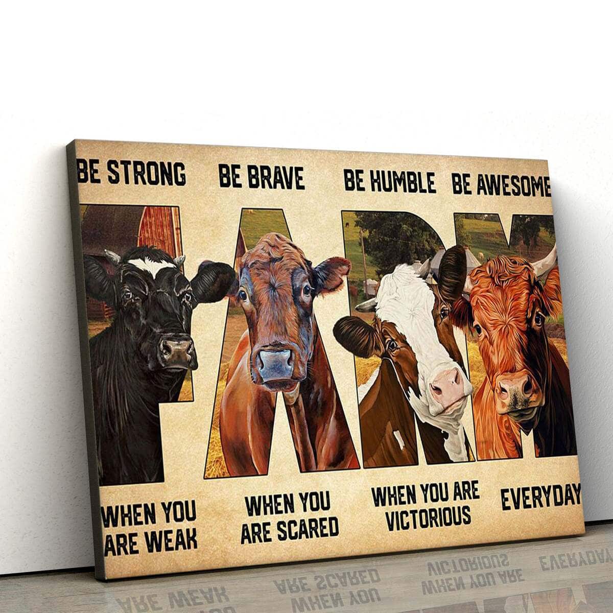 Christian Canvas Wall Art Cow Be Strong When You Are Weak Christian Canvas Wall Art Cow Be Strong When You Are Weak