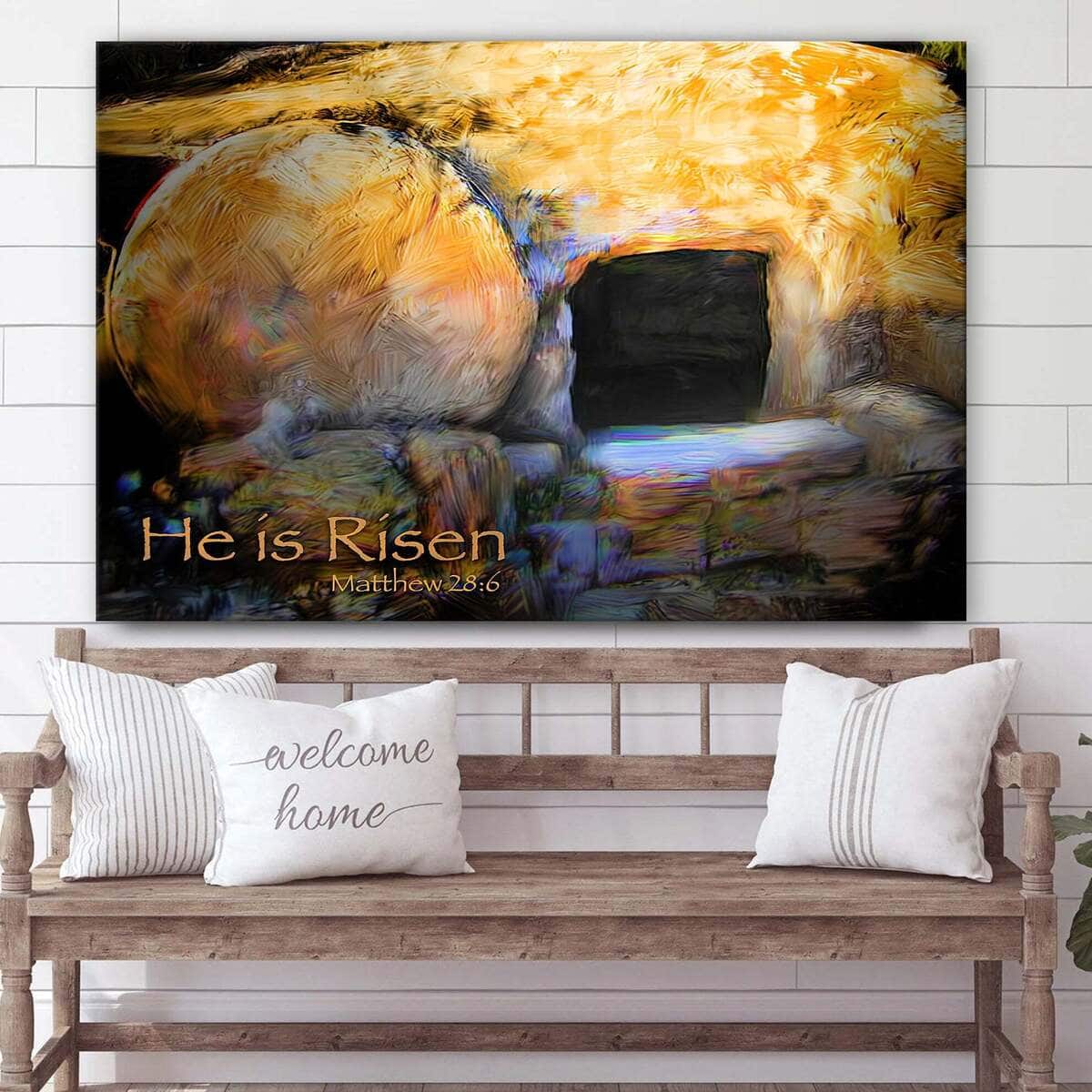 Christian Canvas Wall Art He Is Risen Matthew 28:6 Christian Canvas Wall Art He Is Risen Matthew 28:6