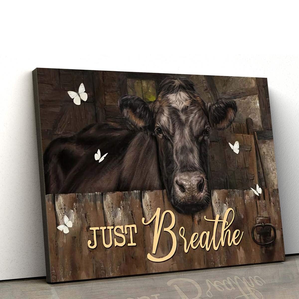 Christian Just Breathe Canvas Wall Art Cow Christian Just Breathe Canvas Wall Art Cow