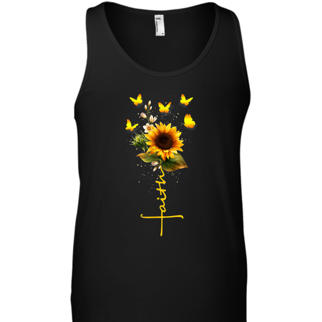 Vintage Faith Cross With Sunflower And Butterflies T-Shirt Vintage Faith Cross With Sunflower And Butterflies T-Shirt