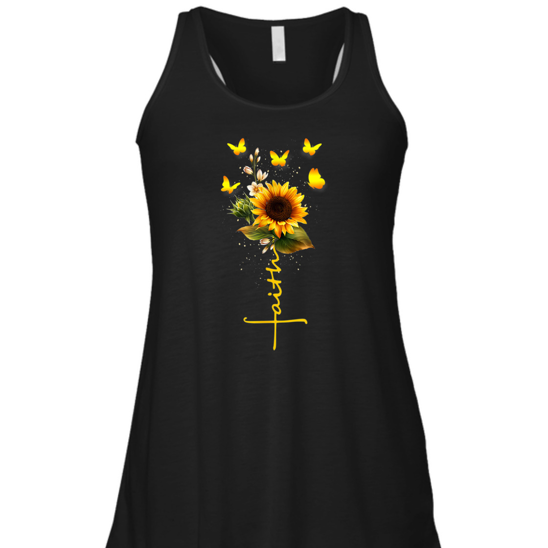 Vintage Faith Cross With Sunflower And Butterflies T-Shirt Vintage Faith Cross With Sunflower And Butterflies T-Shirt