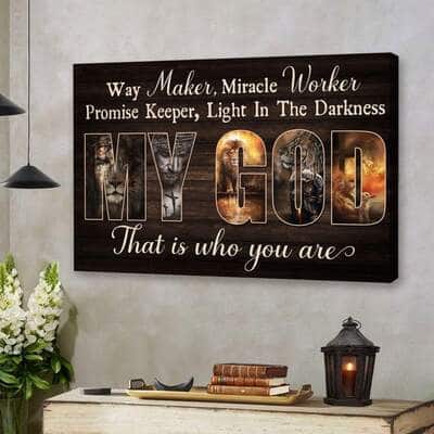 Christian Canvas Wall Art Way Maker Miracle Worker Jesus Lion Of Judah