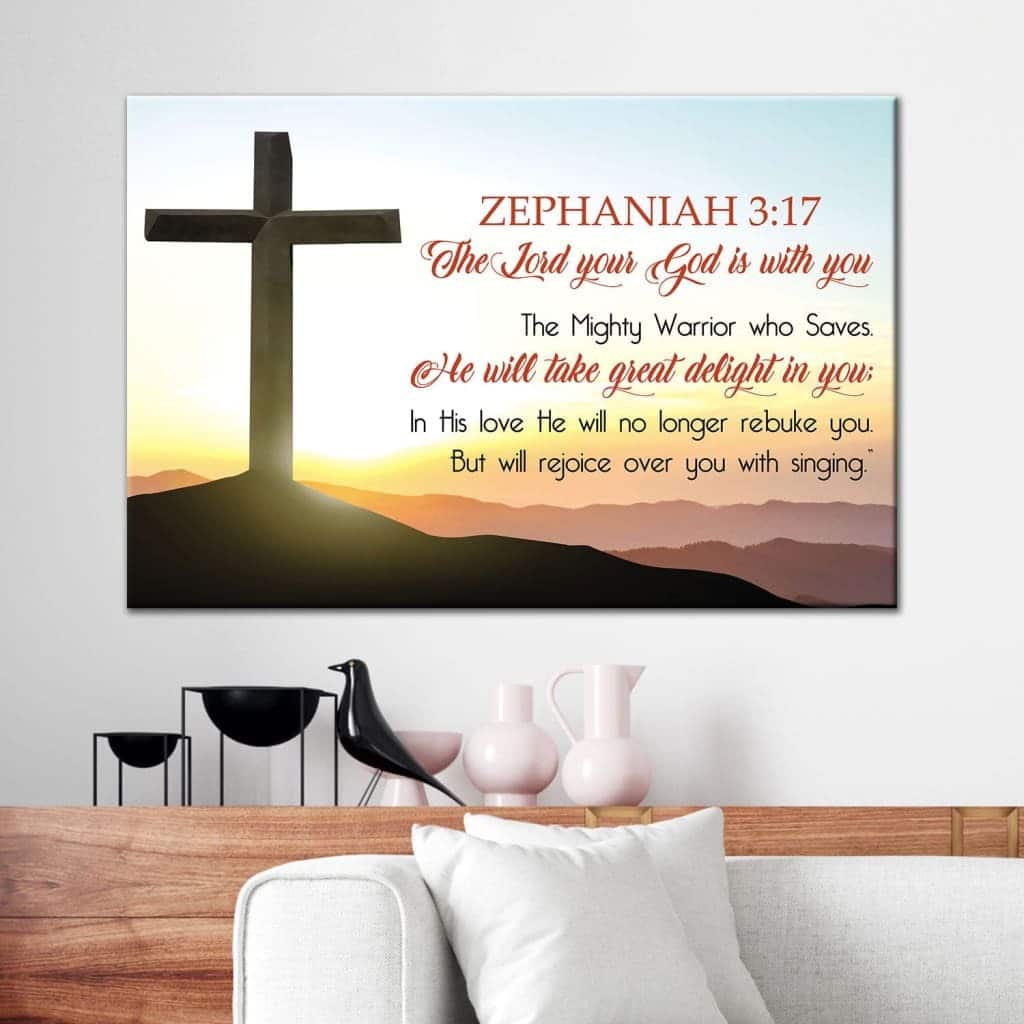 Christian Canvas Wall Art Zephaniah 3:17 The Lord Your God Is With You Christian Canvas Wall Art Zephaniah 3:17 The Lord Your God Is With You