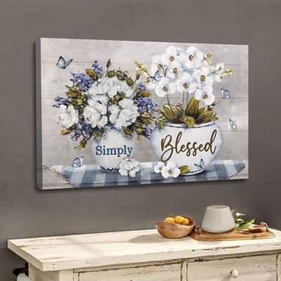 Christian Simply Blessed Canvas Wall Art Floral