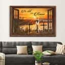 Christian Be Still And Know Psalm 46:10 Canvas Wall Art Sunset Cross