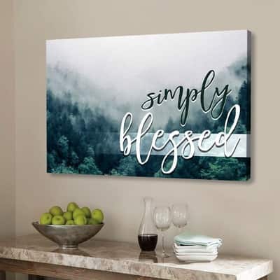 Mountain Forest Christian Simply Blessed Canvas Wall Art