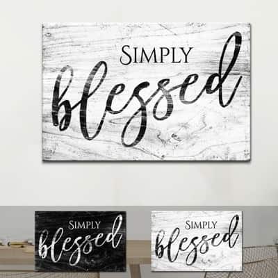 Modern Farmhouse Christian Simply Blessed Canvas Wall Art