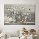 Christian Simply Blessed Canvas Wall Art Cotton Flower