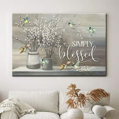 Christian Simply Blessed Canvas Wall Art Cotton Flower Christian Simply Blessed Canvas Wall Art Cotton Flower