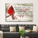 Christian Canvas Wall Art Psalm 91:4 He Will Cover You With His Feathers Cardinal Christian Canvas Wall Art Psalm 91:4 He Will Cover You With His Feathers Cardinal