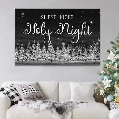 Christian Canvas Wall Art Silent Night Holy Night Christmas Tree