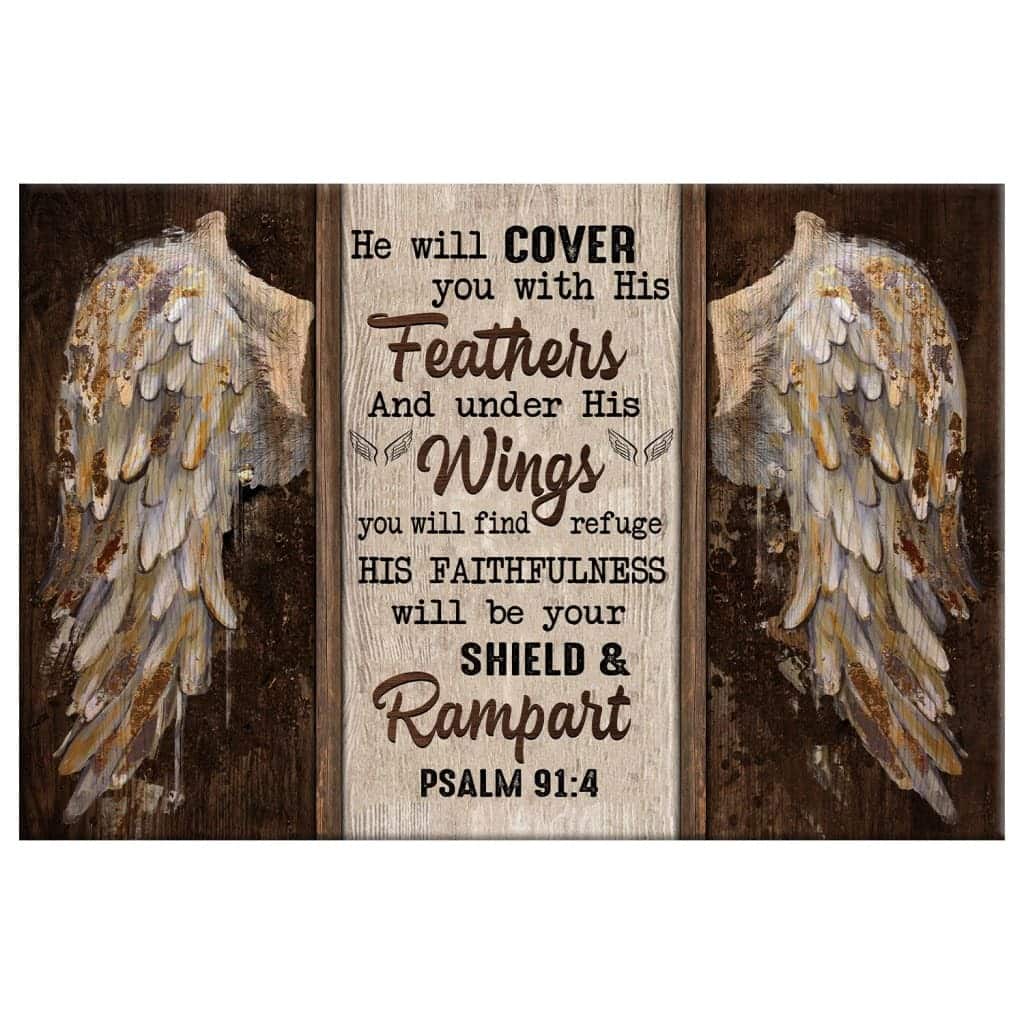 Psalm 91:4 Christian Canvas Wall Art He Will Cover You With His Feathers Psalm 91:4 Christian Canvas Wall Art He Will Cover You With His Feathers